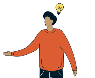 man with a light bulb illustration