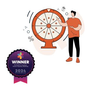 illustration of a man and a spinning wheel